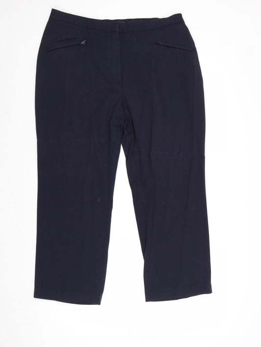 Womens UK Size 16 Marks and Spencer Regular Fit Carrot Blue Trousers
