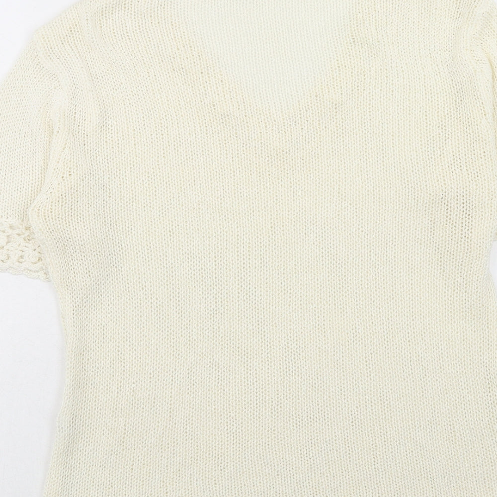 Classics Womens Ivory V-Neck Acrylic Pullover Jumper Size L