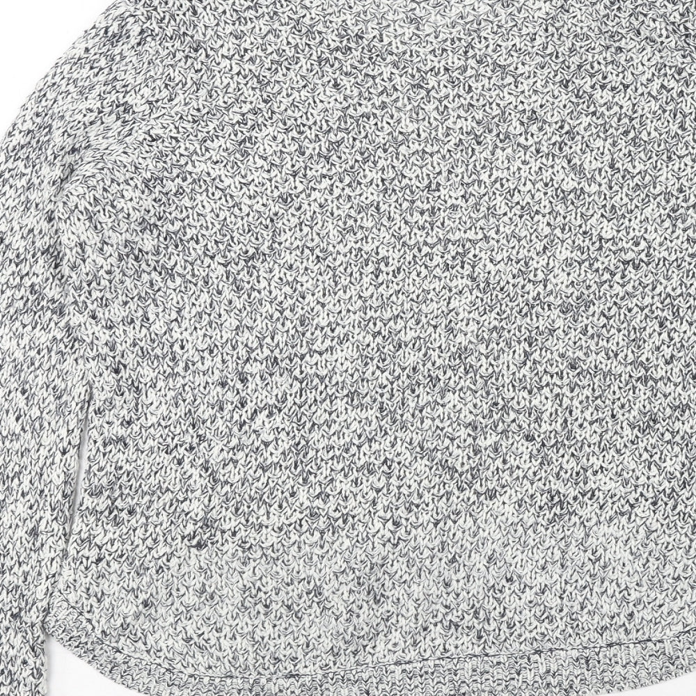 BHS Womens Blue Round Neck Geometric Acrylic Pullover Jumper Size 12