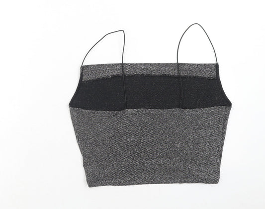 Womens UK Size M H&M Black Cropped Tank