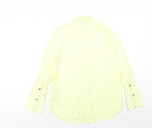 Womens UK Size 10 Warehouse Yellow Basic Button-Up