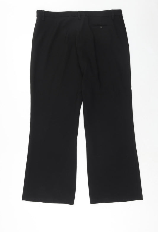 Kit Womens Black Polyester Trousers Size 14 Regular Hook & Eye