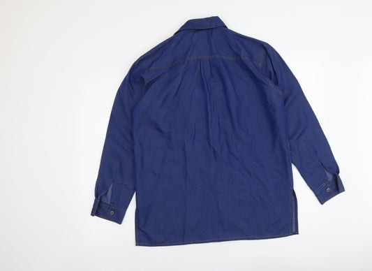 Womens UK Size 10 Etam Blue Basic Button-Up