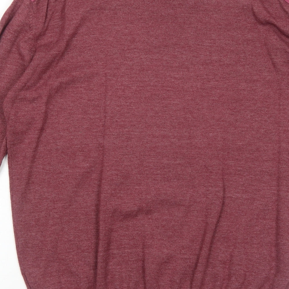 Crosshatch Mens Red Round Neck Cotton Pullover Jumper Size M Long Sleeve