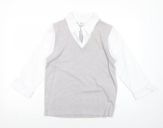 Womens UK Size 14 editions Grey Basic Blouse