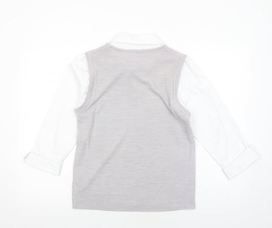 editions Womens Grey Acrylic Basic Blouse Size 14 V-Neck