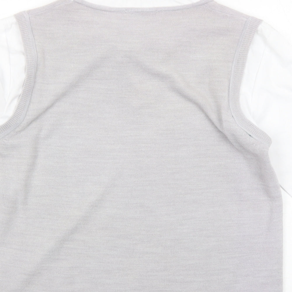 editions Womens Grey Acrylic Basic Blouse Size 14 V-Neck