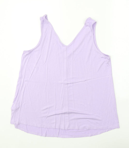 George Womens Purple Viscose Basic Tank Size 12 V-Neck