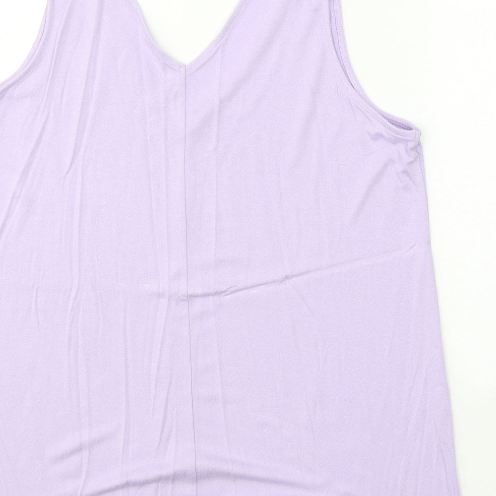 George Womens Purple Viscose Basic Tank Size 12 V-Neck