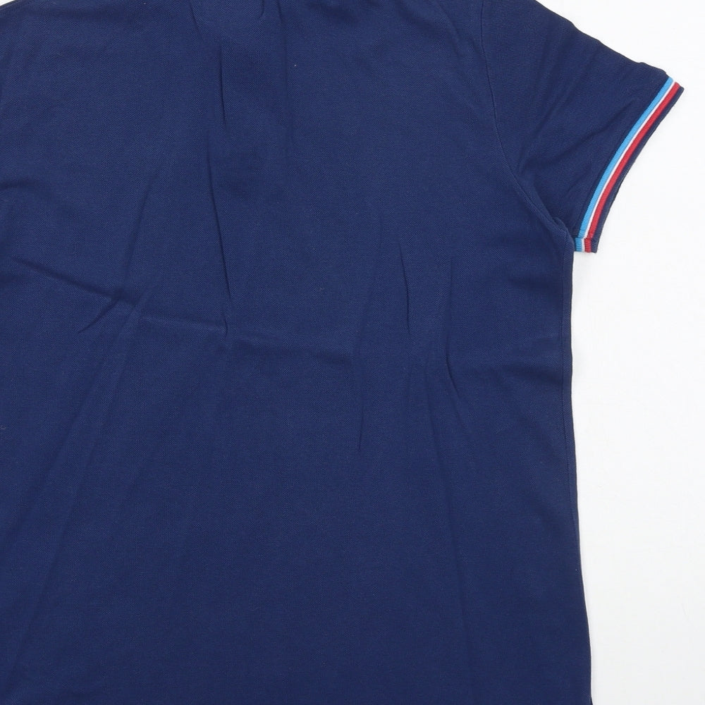 Alcott & Co Boys Blue Polyester Pullover Polo Size L Collared Button