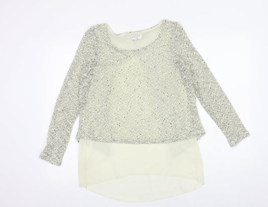 Womens UK Size 8 Apricot Green Pullover Jumper