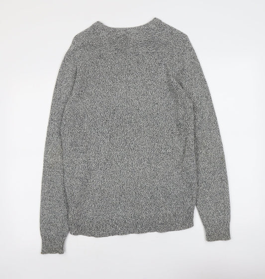 H&M Mens Grey Round Neck Cotton Pullover Jumper Size S Long Sleeve