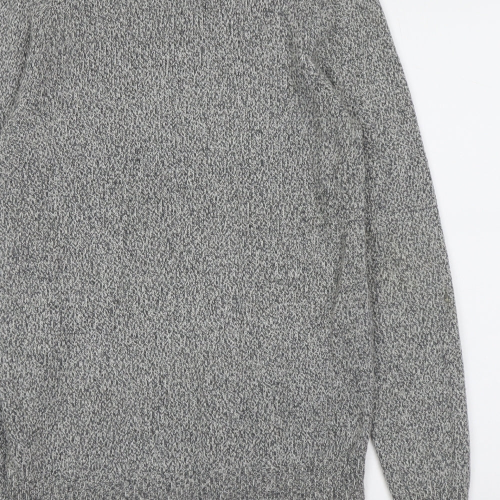 H&M Mens Grey Round Neck Cotton Pullover Jumper Size S Long Sleeve