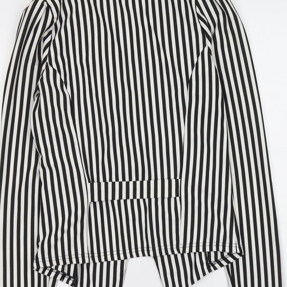 Cameo Rose Womens Black Striped Jacket Blazer Size S Button