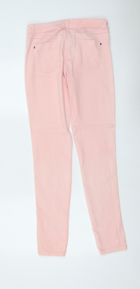F&F Womens Pink Cotton Skinny Jeans Size 8 L31 in Regular Button