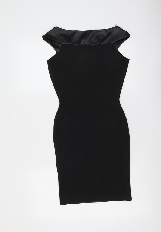 Style Plus Womens Black Polyester Shift Size 8 V-Neck Pullover