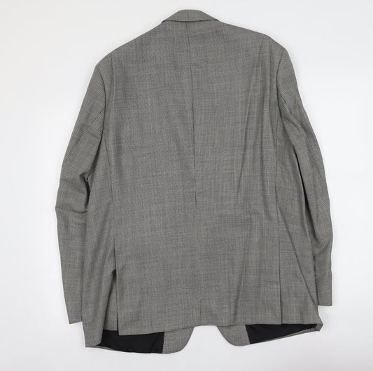 Atelier Torino Mens Grey Geometric Wool Jacket Suit Jacket Size L Regular