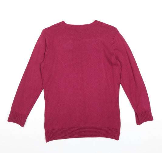 Autonomy Womens Pink Square Neck Viscose Pullover Jumper Size 10