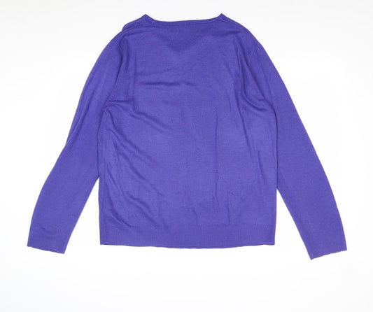 UrbanSpirit Mens Purple V-Neck Acrylic Pullover Jumper Size M Long Sleeve