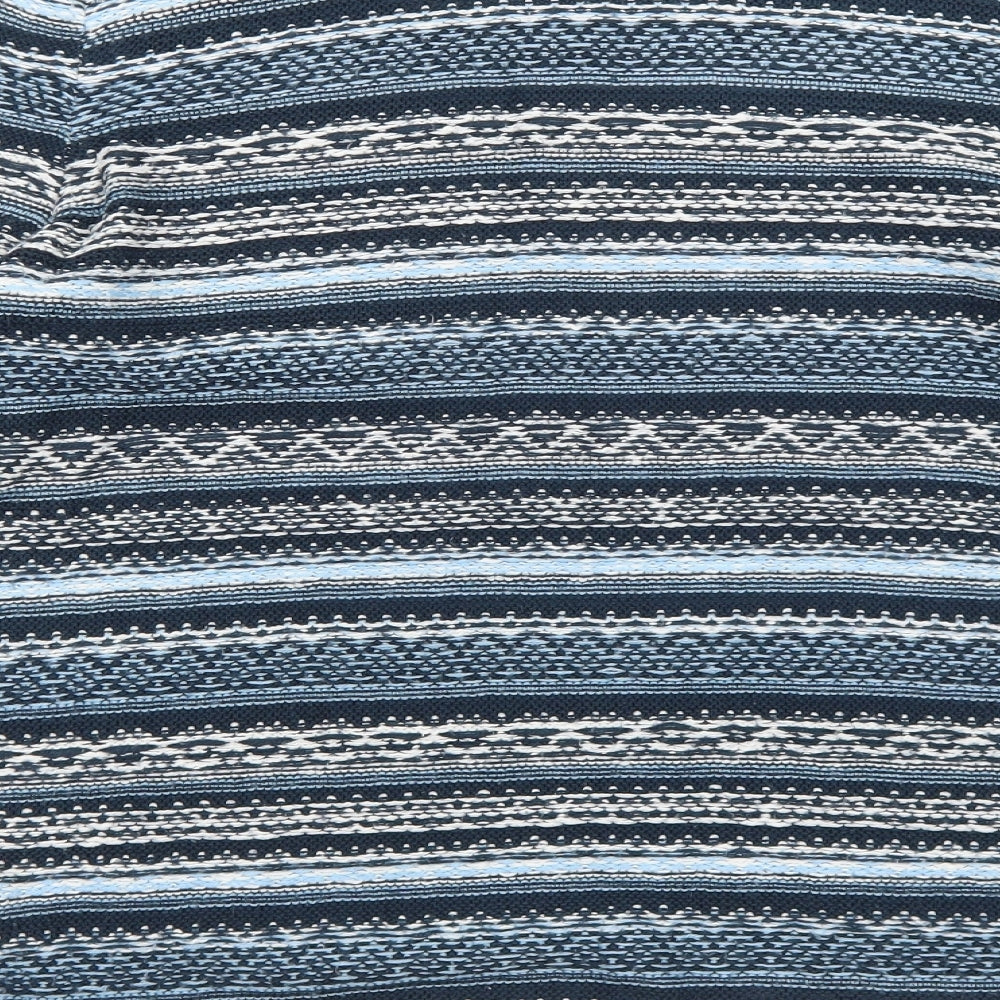 BHS Womens Blue Round Neck Striped Acrylic Pullover Jumper Size 12