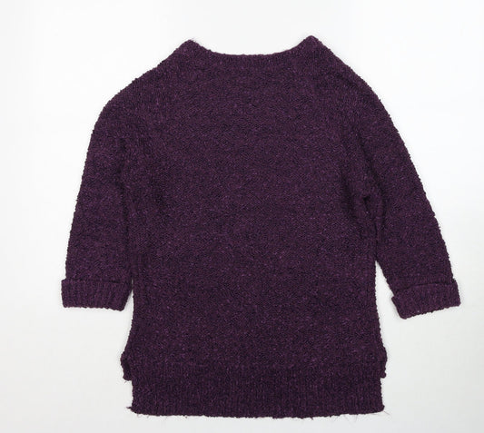 F&F Womens Purple Round Neck Polyester Pullover Jumper Size 12
