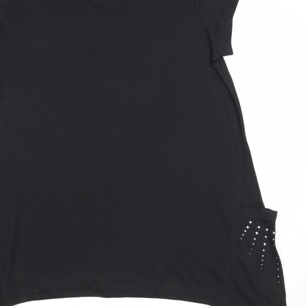 Being Casual Womens Black Polyester Basic Blouse Size 14 V-Neck