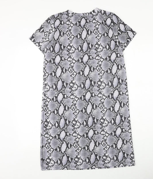 Primark Womens Grey Geometric Polyester A-Line Size 10 Round Neck Pullover