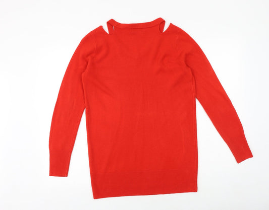 Womens UK Size S Papaya Red Pullover Jumper