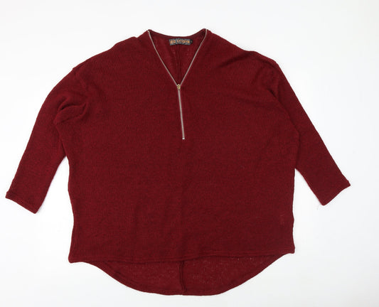 Womens UK Size L QED London Red Pullover Jumper