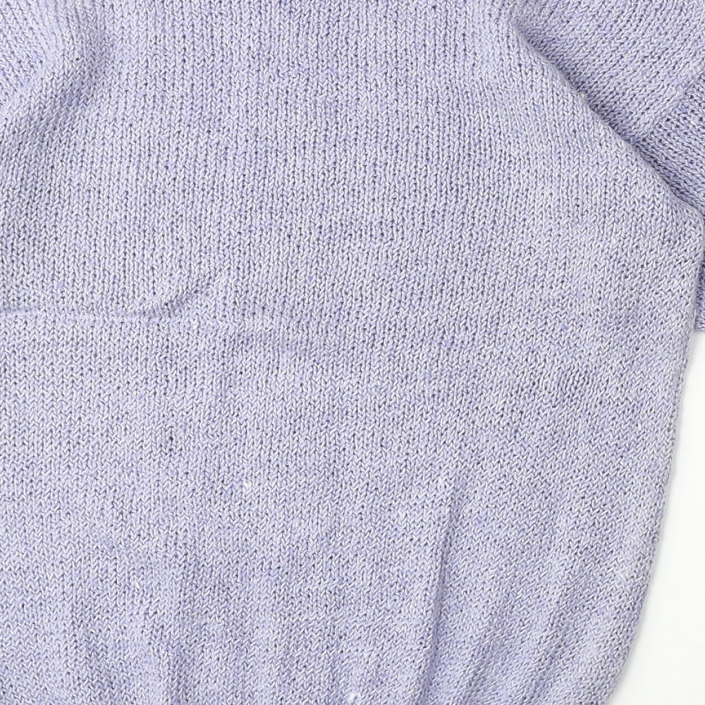 Jordanna Womens Purple Round Neck Ramie Pullover Jumper Size M