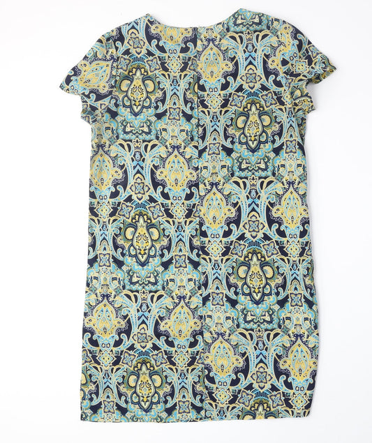 Boohoo Womens Multicoloured Geometric Polyester A-Line Size 8 Round Neck Zip