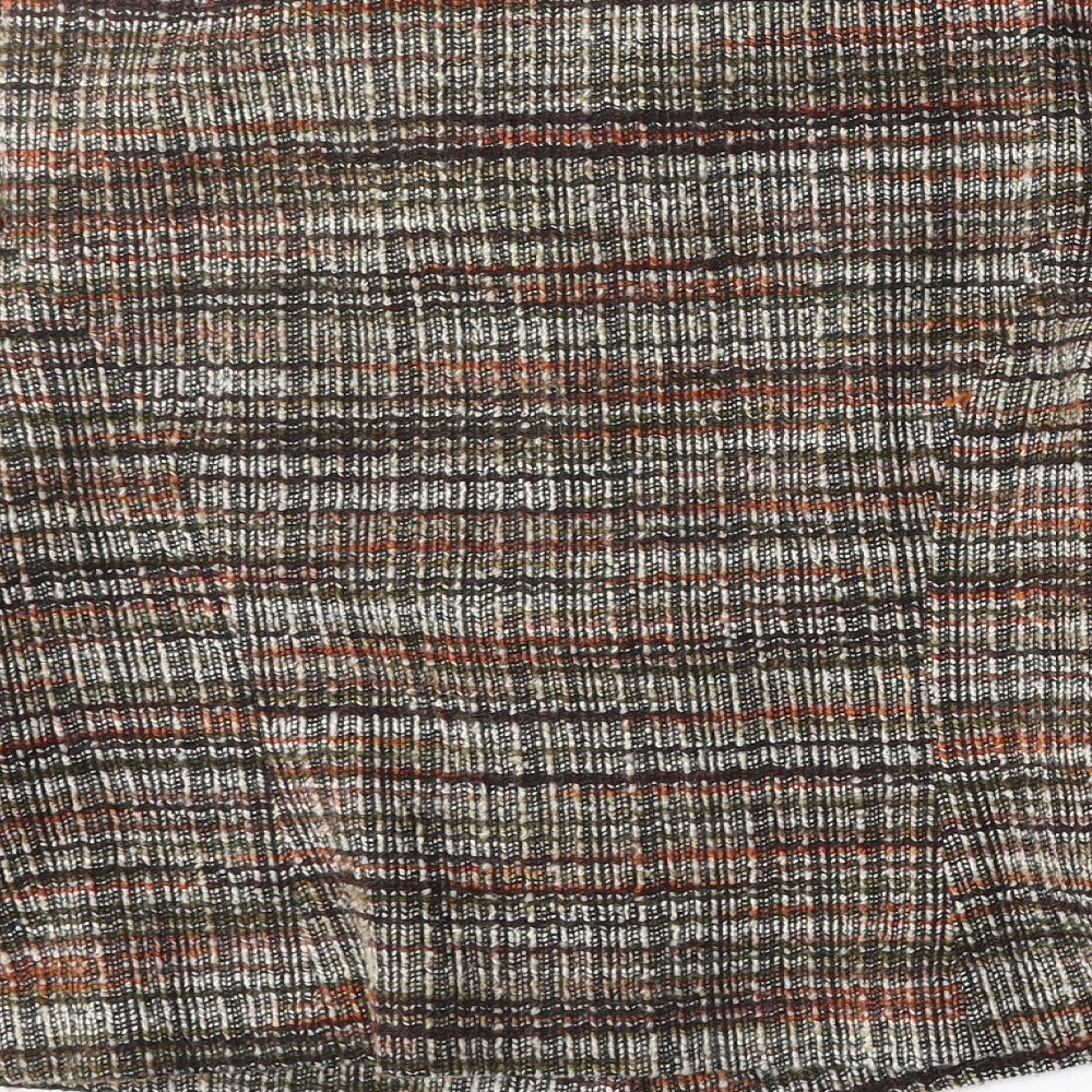 Mary Harnes Womens Brown Plaid Polyester Jacket Blazer Size 14