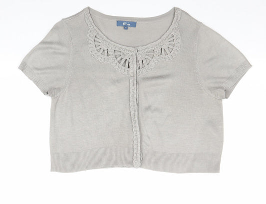 Womens UK Size 12 E-vie Grey Cardigan Jumper