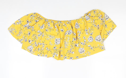Womens UK Size 12 Cameo Rose Yellow Cropped Tank