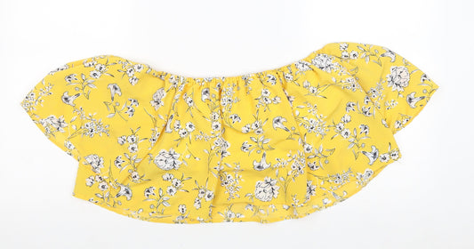 Womens UK Size 12 Cameo Rose Yellow Cropped Tank