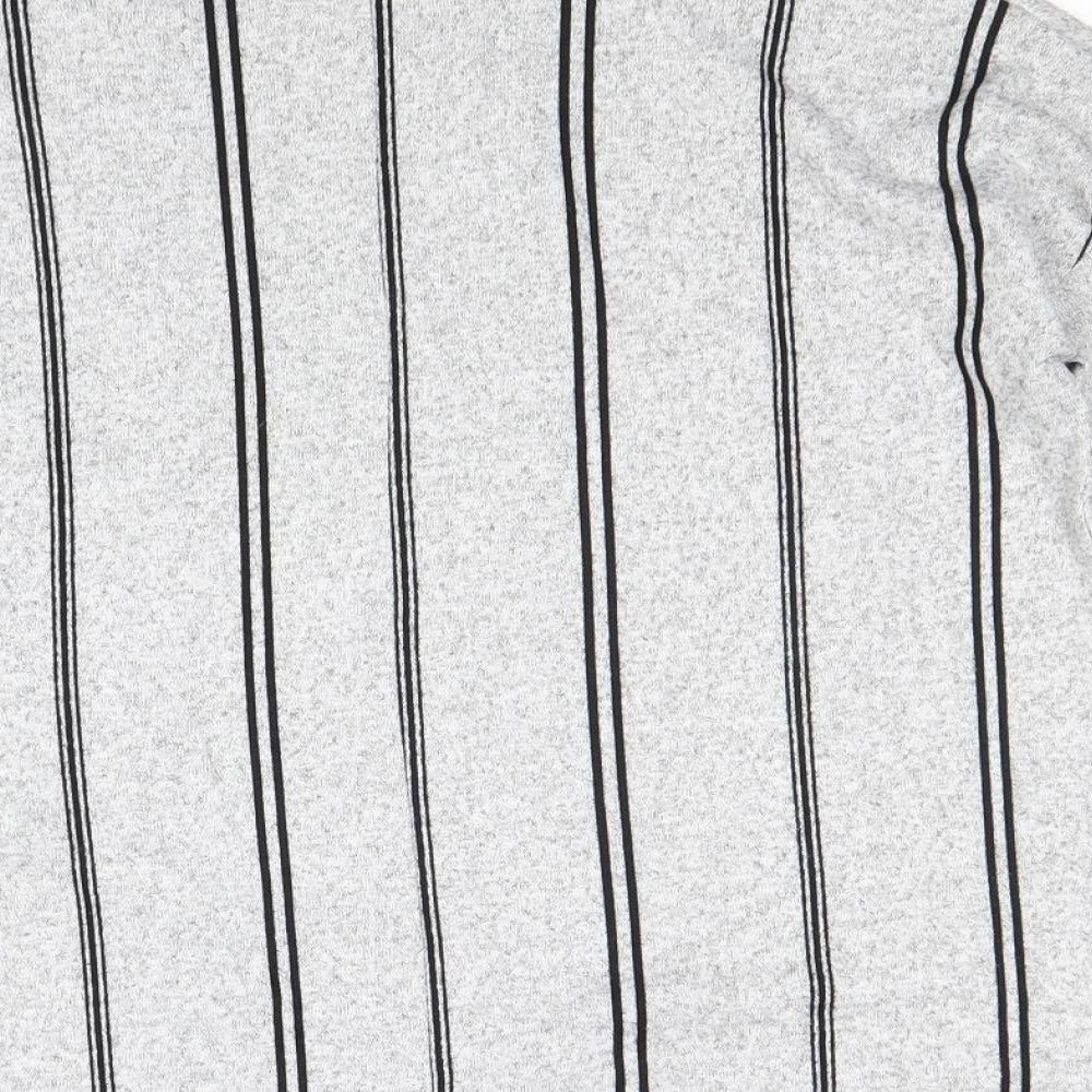 F&F Womens Grey High Neck Striped Polyester Pullover Jumper Size 10