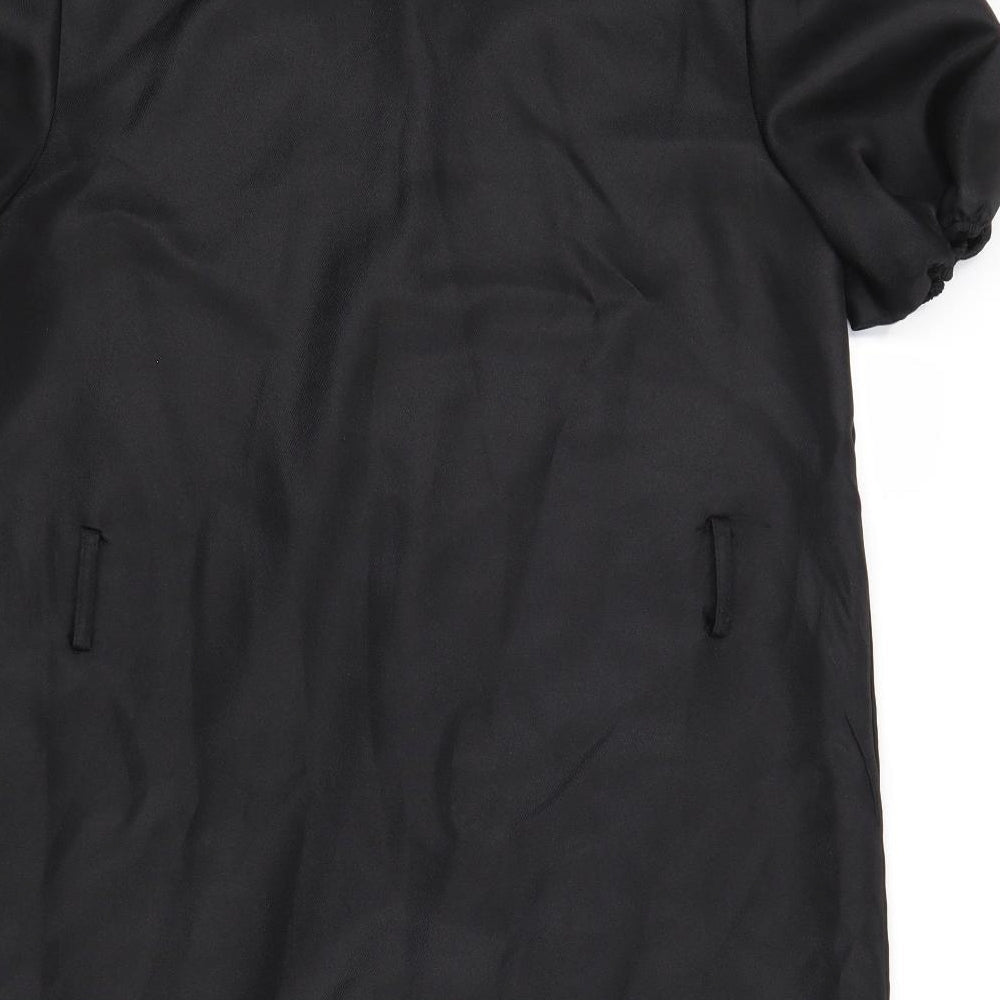 PRETTYLITTLETHING Womens Black Polyester Shirt Dress Size 8 Collared Button