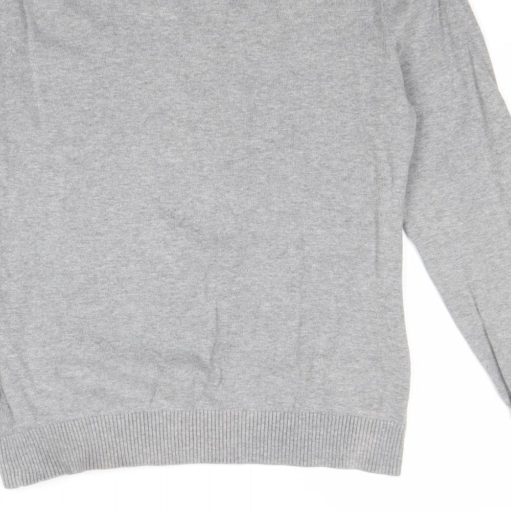 Burton Mens Grey V-Neck Cotton Pullover Jumper Size S Long Sleeve