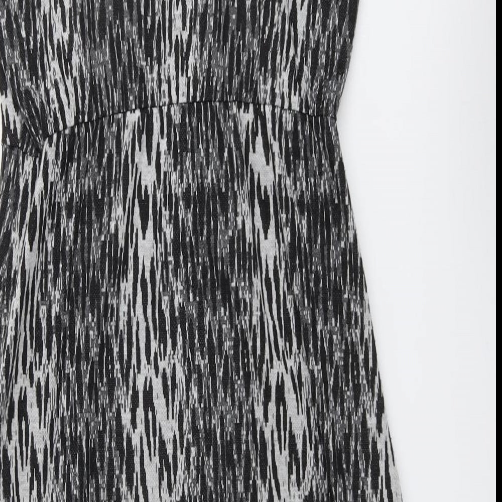 Atmosphere Womens Black Geometric Polyester Shift Size 8 Round Neck Pullover