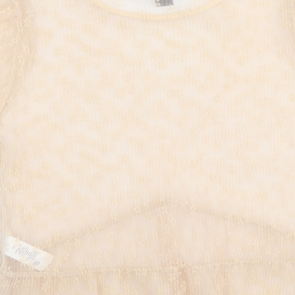 Primark Womens Pink Geometric Polyester Basic Blouse Size S Round Neck