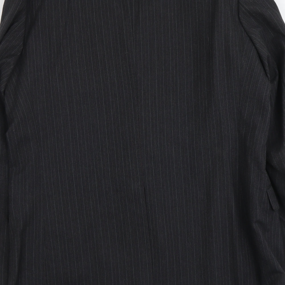 St Michael Mens Grey Striped Polyester Jacket Suit Jacket Size L Regular
