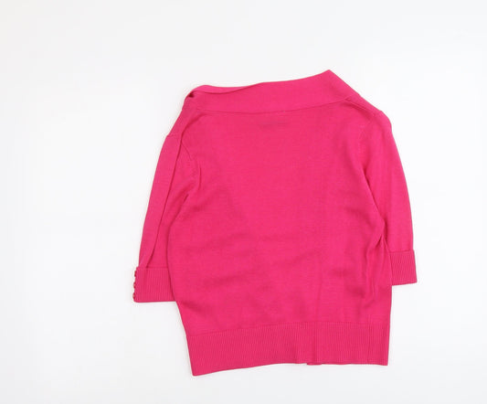 Wallis Womens Pink V-Neck Viscose Cardigan Jumper Size S
