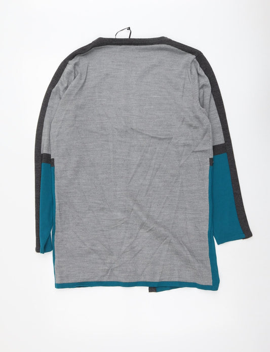 Classic Womens Multicoloured Round Neck Acrylic Cardigan Jumper Size M