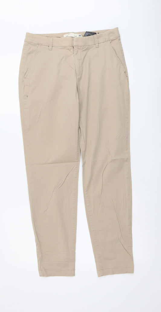 Womens UK Size 8 H&M Regular Fit Chino Beige Trousers