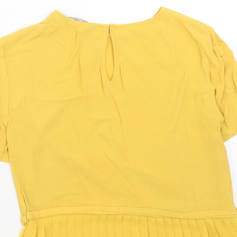 Womens UK Size S Zara Yellow Basic Blouse