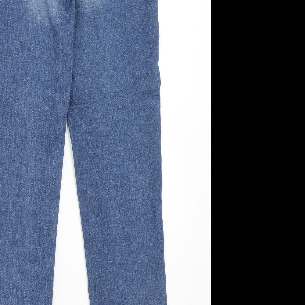 Denim & Co. Womens Blue Cotton Straight Jeans Size 8 Regular Zip