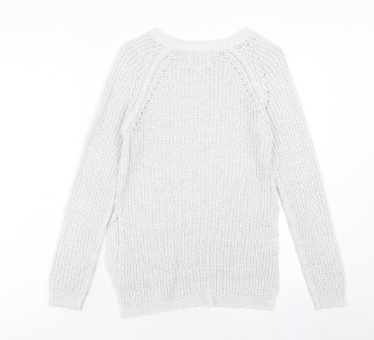 Womens UK Size S Papaya Grey Pullover Jumper
