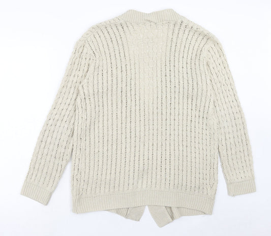 Womens UK Size M Pure & Natural Beige Cardigan Jumper