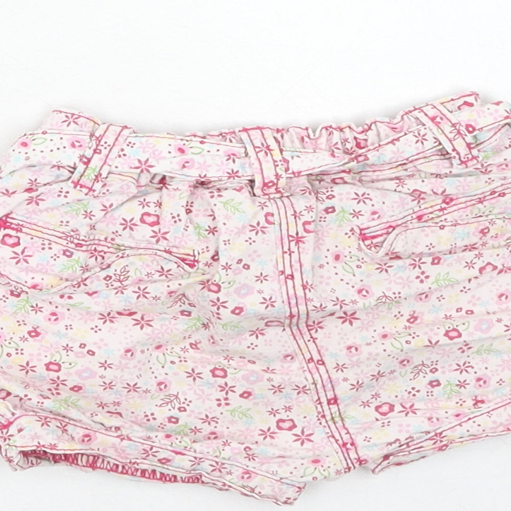 Matalan Girls Pink Geometric Cotton Cropped Trousers Size 9 Months Button