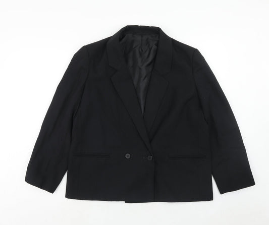 St.Michael Womens Black Polyester Jacket Suit Jacket Size 16
